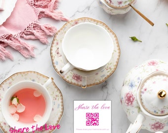 Share the love QR CODE sign, wedding stationery, instant download, Photo Album Share Qr Code, Photo Sharing App, Wedding Qr Code Template