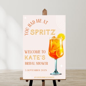 Brautparty Menü | Aperol Spritz Rezept | Allegra Kollektion | Love At First Spritz Willkommensschild | Hochzeitsschild | Spritz Bar Schild, Leinwand