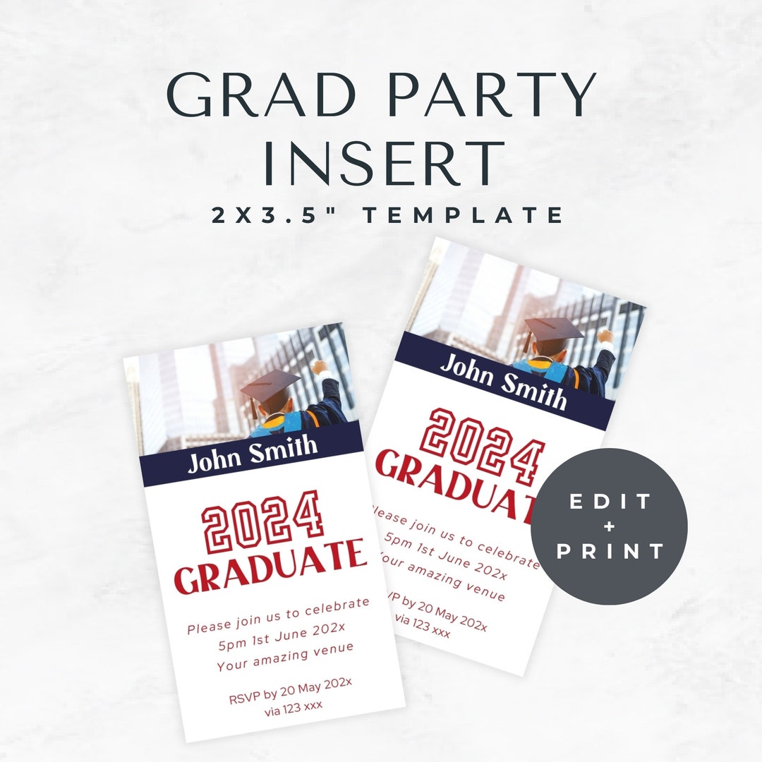 Grad Party Invite Insert, Graduation, Invitation, Personalized ...