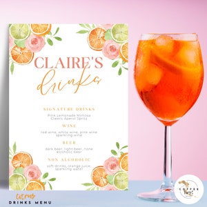 Menu de bebidas do chá de panela CITRUS | Download instantâneo | Laranja | Modelo editável de chá de panela | chá de panela cítrico brilhante, modelo canva