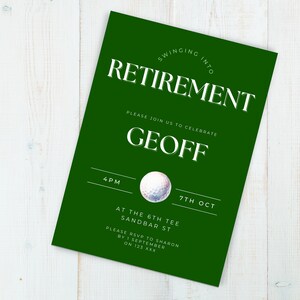 retirement party digital golf Invitation, INSTANT DOWNLOAD, Invite, canva, mens theme, editable template, celebration, par-tee, printable