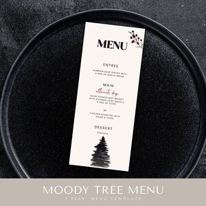 menu na poranek wigilijny, wydrukowalny świąteczny OBIAD, okres świąteczny, uczta wigilijna, edytowalny szablon canva, dekoracje stołu z jedzeniem, podpis na imprezę