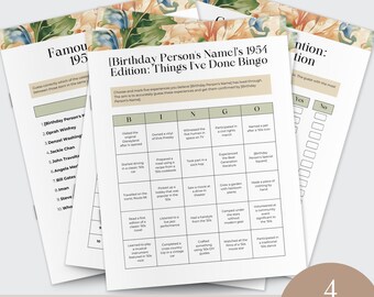born in 1954 games, 70Th Birthday Party Games, bundle, Fun Printable, Activities Men Women, Decor, bingo, Adult, digital download, trivia