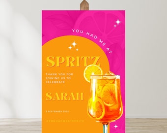 Möhippa-meny | Aperol Spritz-recept | Allegra-kollektionen | Välkomstskylt "Love At First Spritz" | Bröllopsskylt | Spritz-barskylt, canvas