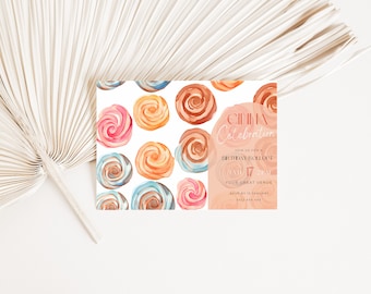 cinnamon roll party invite, Fundraiser Flyer, Birthday Party, Invitation, Personalized, instant download, editable canva template, printable