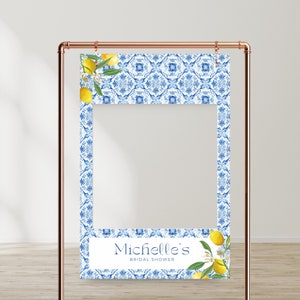 Eso es Amore BRIDAL ducha selfie marco, signo personalizado, Descarga instantánea, tema mediterráneo, Positano italiano, Marco de fotomatón de boda