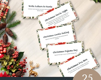 family advent activities christmas printable, Editable Template, countdown, calendar, xmas holiday activity cards, Digital Download for kids