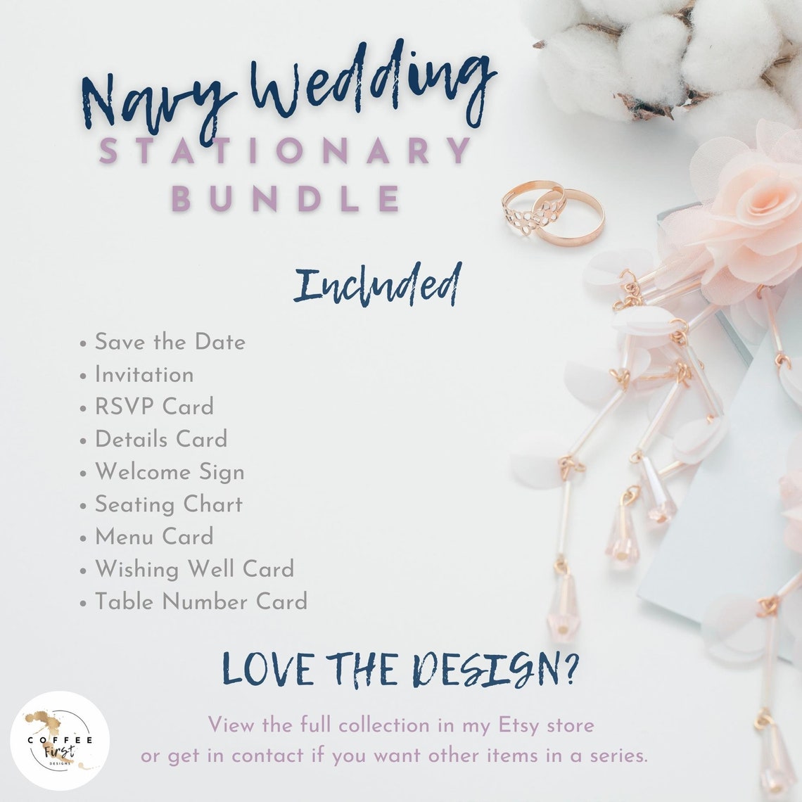 NAVY WEDDING BUNDLE Templates Navy and White Wedding - Etsy