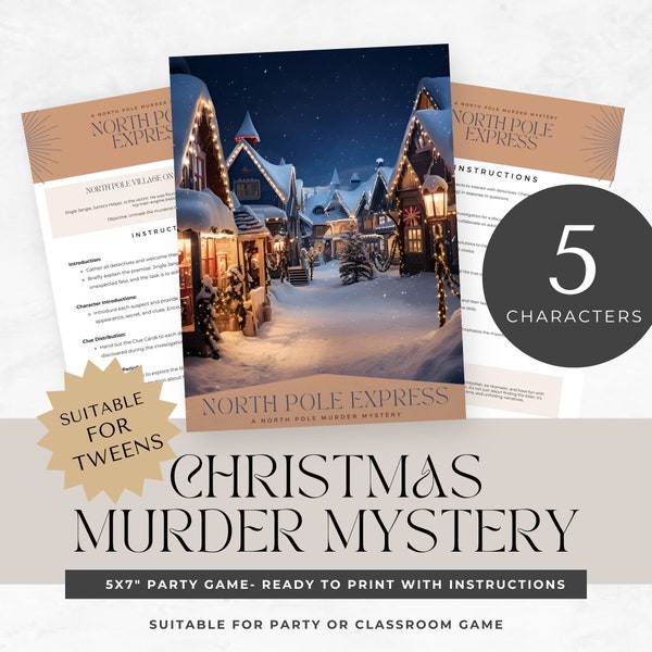 kids mystery printable game, murder, party, christmas, family night, instant download, digital, Unsolved Cold Case Diy Murder File, tweens,