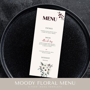 menu na poranek wigilijny, wydrukowalny świąteczny OBIAD, okres świąteczny, uczta wigilijna, edytowalny szablon canva, dekoracje stołu z jedzeniem, podpis na imprezę