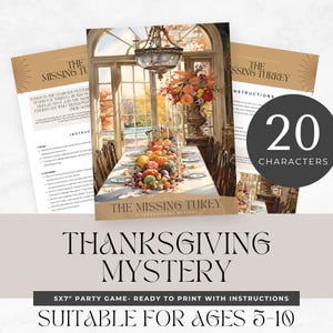 Thanksgiving Murder Mystery party, for teens, printable game, carnival theme, role play, detective, escape room, instant download, digital