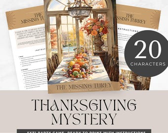 Thanksgiving Murder Mystery party, for teens, printable game, carnival theme, role play, detective, escape room, instant download, digital