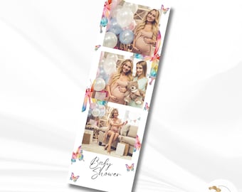 photo booth template butterflies baby shower, PhotoBooth Strip Frame, Instant Download, 2X6 Strip, Template, Decor, canva, editable, print