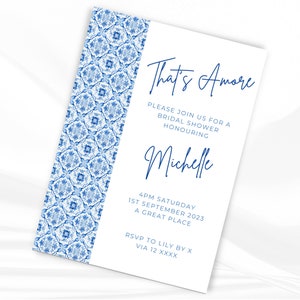 That'S Amore | Thats Amore Bridal Shower Italian | Editable Italian Positano Theme, Printable Invitation, Digital Template, canva template