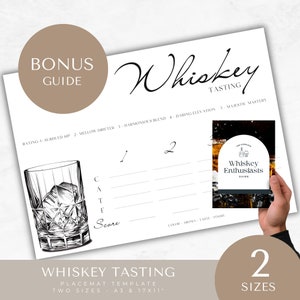 whiskey tasting placemat, Bourbon Flight, Drinking Games, Scorecard, sheet, INSTANT DOWNLOAD, canva, editable template, printable score card