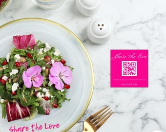 Share the love QR CODE sign, wedding stationery, instant download, Photo Album Share Qr Code, Photo Sharing App, Wedding Qr Code Template