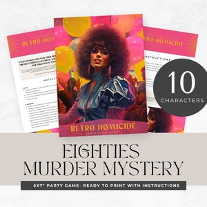 80s murder mystery party, 1980s, printable games, role play, detective, escape room, instant download, digital, Unsolved Cold Case, retro