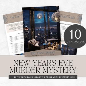 murder mystery party new years, printable games, role play, detective, escape room, instant download, digital, Unsolved Cold Case, adult