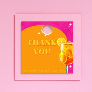 Love At First Spritz bridal shower thank you tag, Instant Download, Aperol Spritz Themed Party, Edit Text With CANVA, thats amore, spritzy