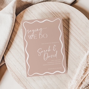wave frame wedding invite, invitation, modern, wavy border, instant download, printable, editable template, digital, canva, bridal shower