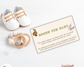 Boy Baby Shower | Fishing Baby Shower books for baby | Fish Theme | Build A Library | gone fishing baby shower | Digital Or Printed, canva