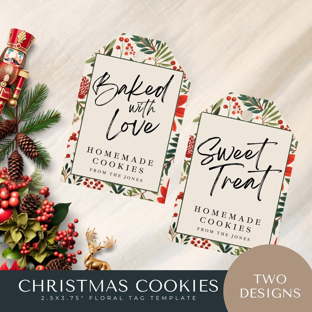 Cookie Tags Printable Christmas, Printable Editable Canva Template ...