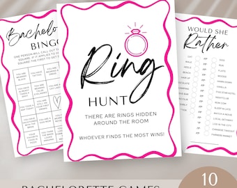 Welle Rahmen Bachelorette Spiel Bundle, Brautparty, Wavy Border, bearbeitbare Sofortdownload, Henne Party, Bingo, druckbare Vorlage, Henne do