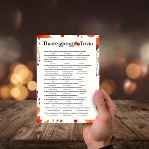 thanksgiving trivia, dinner, friendsgiving, Adult Party, Fall Activity For Kids, Quiz, printable game, instant download, friendly fued, turk
