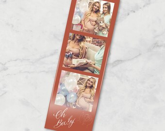 photo strip baby shower, Photo Booth Strip Frame, Instant Download, 2X6 Strip, Photobooth Template, Baby Shower Decor, canva, editable