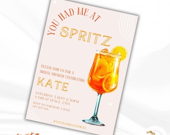 Invitación a la despedida de soltera / Receta Aperol Spritz / Colección Allegra / Amor en el primer signo de bienvenida de Spritz / Signo de boda / Signo de bar Spritz