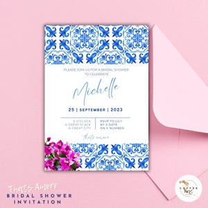 That'S Amore | Thats Amore Bridal Shower Italian | Editable Italian Positano Theme, Printable Invitation, Digital Template, canva template