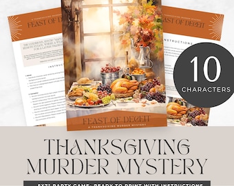 Thanksgiving Murder Mystery party, for teens, printable game, carnival theme, role play, detective, escape room, instant download, digital