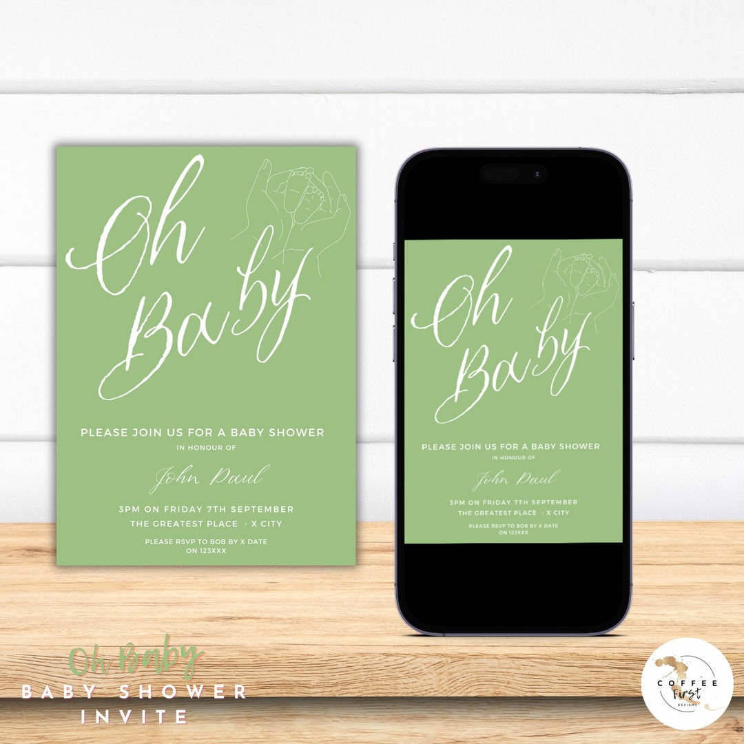 GUY BABY SHOWER Invite, Baby Shower Stationery, Printable Invitation