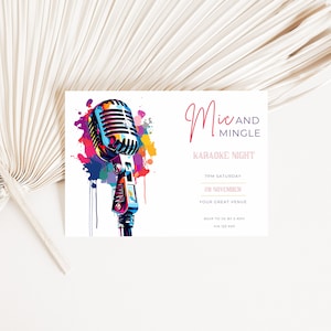 karaoke birthday party for adults, Music, Celebration, invite, INSTANT DOWNLOAD, canva editable template, printable, digital Invitation