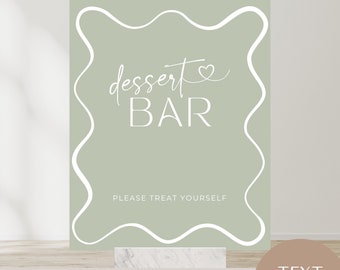 wave frame dessert bar sign, SAGE, baby shower, bridal, wedding, menu, buffet, printable, Instant Download, editable canva template, modern,