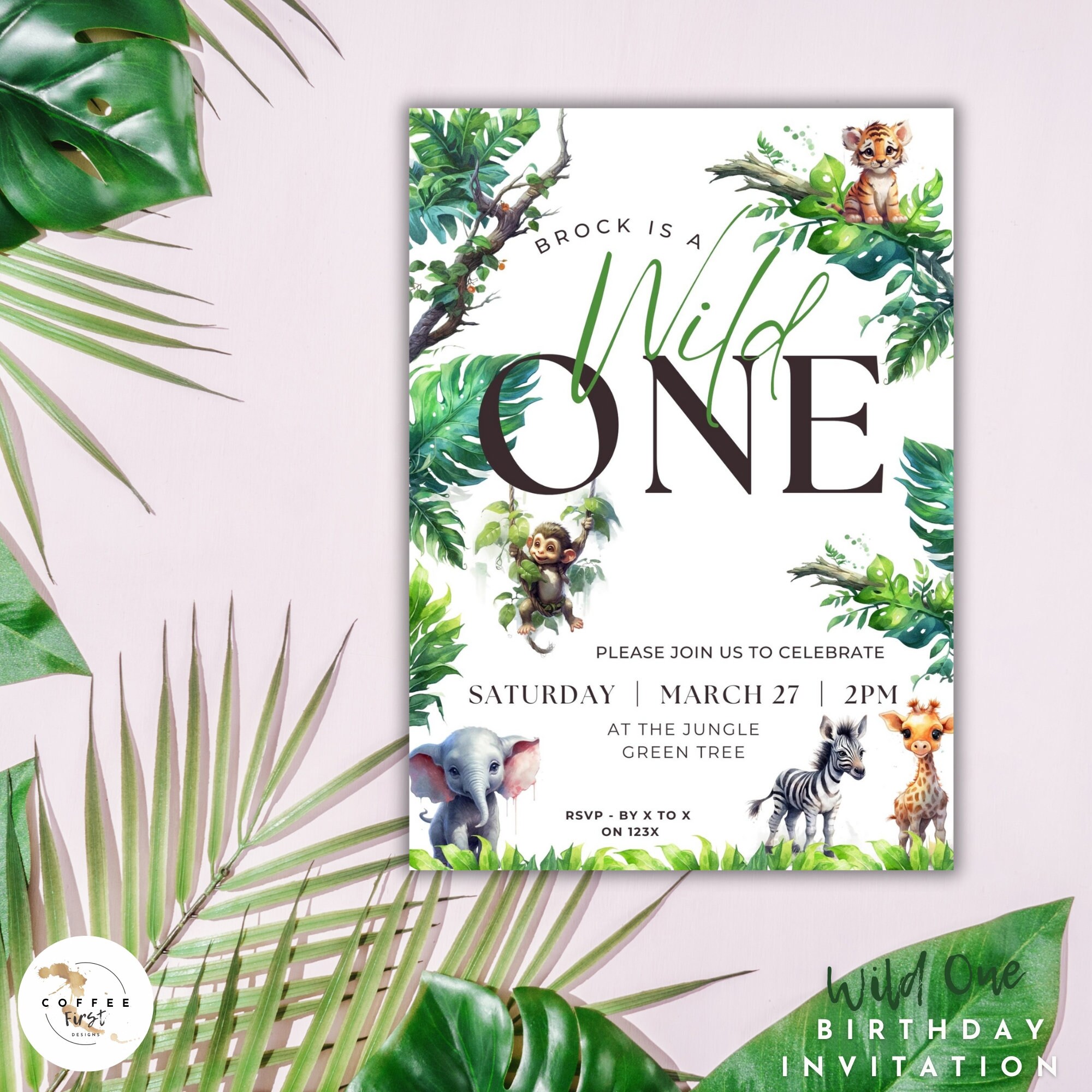 WILD ONE First Birthday WELCOME Sign, Safari Party, Printable ...
