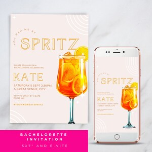 Aperol Spritz Bachelorette Invitation Template, Cocktail Bridal Shower Invite, Instant Download, Spritz Bridal Shower, Love At First Spritz