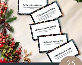 family advent activities christmas printable, Editable Template, countdown, calendar, xmas holiday activity cards, Digital Download for kids
