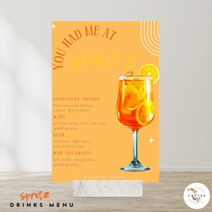 Brautparty-Menü | Aperol Spritz Rezept | Allegra Kollektion | Liebe auf den ersten Spritz Willkommensschild | Hochzeit Zeichen | Spritz Bar Schild, canvas