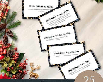 family advent activities christmas printable, Editable Template, countdown, calendar, xmas holiday activity cards, Digital Download for kids