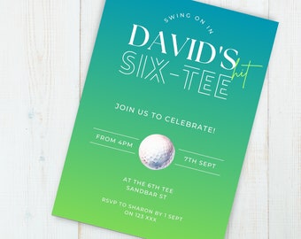 60e anniversaire, invitation golf, fête de départ à la retraite, thèmes d'anniversaire pour homme, sixtee, modèle de toile modifiable, imprimable, téléchargement immédiat