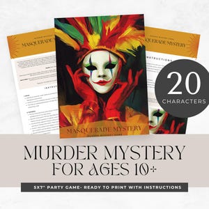 murder mystery party for teens, printable game, carnival theme, role play, detective, escape room, instant download, digital, halloween clue