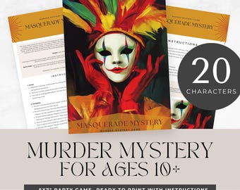 murder mystery party for teens, printable game, carnival theme, role play, detective, escape room, instant download, digital, halloween clue