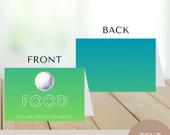 food tent cards golf, decor, Place Card, Birthday, favors, Mastered First Year, labels, INSTANT DOWNLOAD, editable canva template, printable