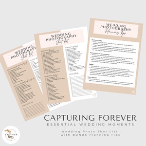 Wedding Photography Shot List, Editable Template, Wedding Checklists, Wedding Photo Shot List, canva template, photography planning tips