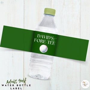 Golf Party water bottle label, Golfing Food Labels, fore-tee party, Birthday, CANVA, ADULT 40TH, mens party, man bday, forty, template