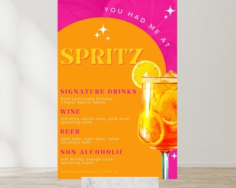 Möhippameny, Aperol Spritz, välkomstskylt "Love At First Spritz", | Bröllop, Spritz-barskylt, canvas, signaturbarmeny, cocktailparty