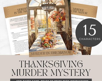 Thanksgiving Murder Mystery party, for teens, printable game, carnival theme, role play, detective, escape room, instant download, digital