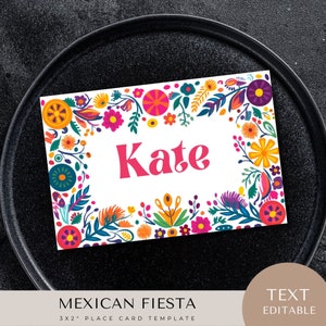 marque-places sur le thème de la fiesta, étiquettes de nourriture, cadeau de fête d&#39;anniversaire, mariage sur le thème du Mexique, tentes de buffet, enseigne de bar nachos, modèle modifiable, imprimable