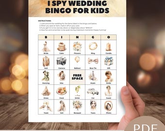 i spy wedding game for kids, BINGO, Wedding Reception, Scavenger Hunt, Favor, Eye Spy, table fun, activity, instant download, printable PDF,